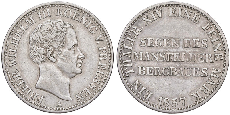 GERMANIA Prussia - Federico Guglielmo III (1797-1840) Tallero 1837 - KM 420; Dav...