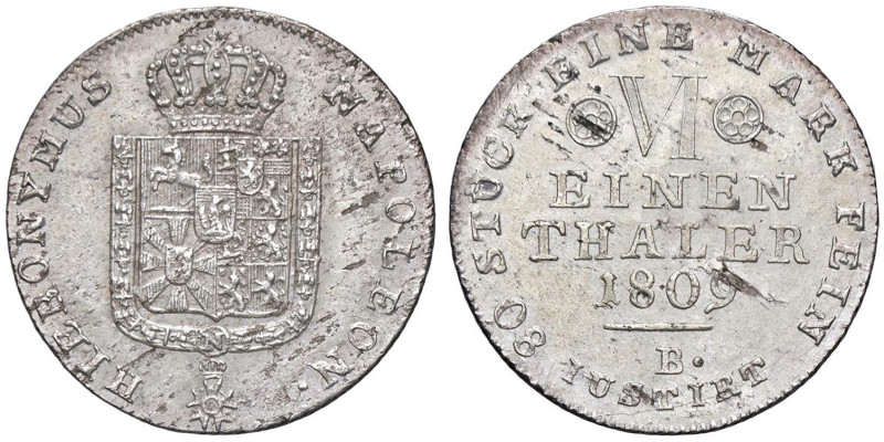 GERMANIA Westphalia - Girolamo Bonaparte (1807-1813) 1/6 di tallero 1809 B - KM ...