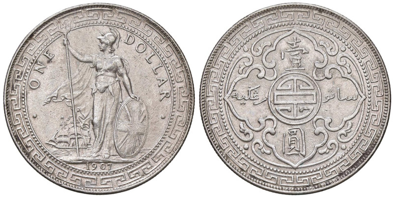 INDIA Edoardo VII (1901-1910) Trade Dollar 1907 B - KM T5 AG (g 26,89) Segnetti ...