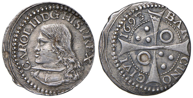 SPAGNA Barcellona - Carlo II (1665-1700) Groat 1693 - KM 50 AG (g 2,43) Graffiet...