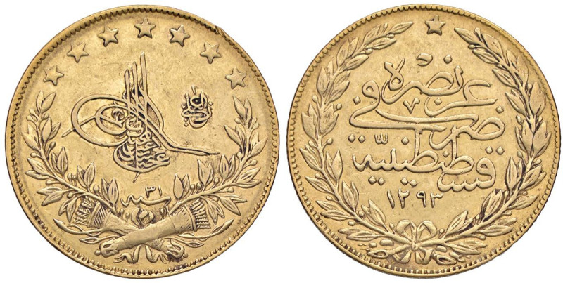 TURCHIA Abdul Hamid II (1876-1909) 100 Kurush 1293/31 (1905) - KM 730 AU (g 7,19...