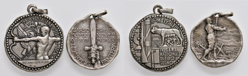 FASCISMO. Ventennio Coppia di medagliette con anello 1936 e 1918 Gara Nazionale ...