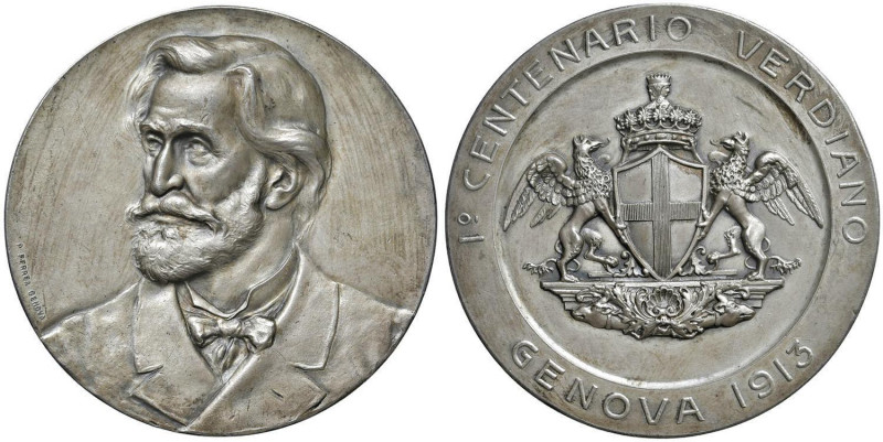 GENOVA Medaglia 1913 Centenario Verdiano Opus: Pietro Ferrea AE (g 91 - Ø 60,12 ...