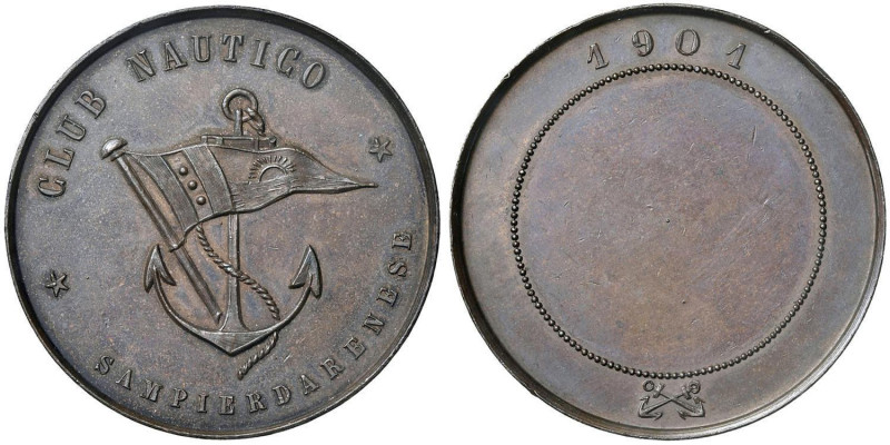 GENOVA Medaglia 1901 Club Nautico Sampierdarenese AE (g 36 - Ø 44,65 mm) Colpett...