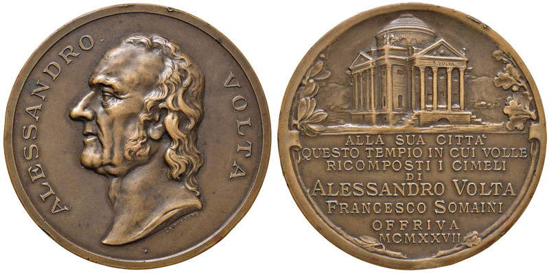 ALESSANDRO VOLTA (1745-1827) Medaglia 1927 centenario della morte - AE (g 81,85 ...