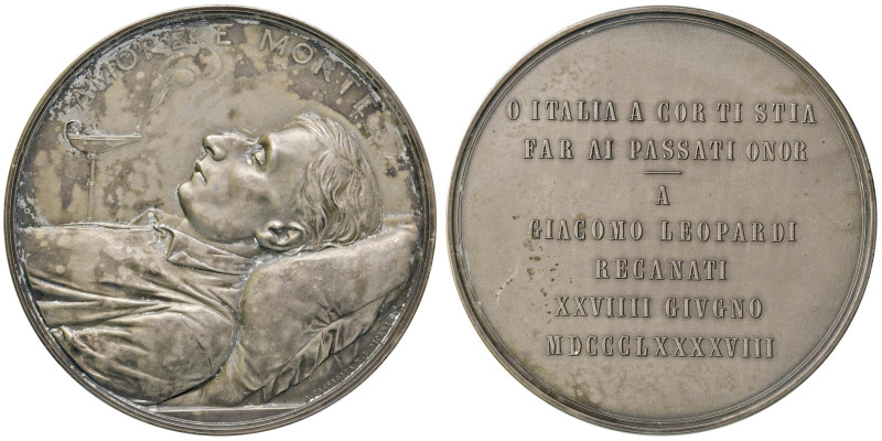 Giacomo Leopardi - Medaglia 1898 - Opus: Giorgi - MA (g 153 - Ø 74 mm) Graffiett...