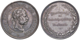 AUSTRIA. Francesco Giuseppe I (1848-1859) Medaglia Premio 1869 (sul bordo) scritta tra rami di quercia e grano - Opus: J. Tautenhayn - AG (g 34,8 - Ø ...