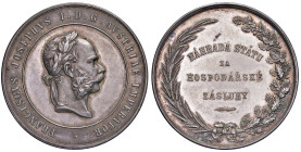 AUSTRIA. Francesco Giuseppe I (1848-1859) Medaglia Premio senza data, scritta tra rami di quercia e grano - Opus: senza firma - AG (g 34,8 - Ø 40,5 mm...