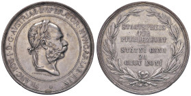 AUSTRIA. Francesco Giuseppe I (1848-1859) Re di Ungheria Medaglia Premio senza data, scritta tra rami di olivo - Opus: J. Tautenhayn - AG (g 16,7 - Ø ...