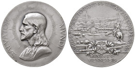 AUSTRIA. Salvator Mundi Medaglia 1917 Dono onorario della città di Vienna - Opus: J. Tautenhayn - AE argentato (g 33 - Ø 45,5 mm) Colpo al bordo