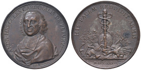 FRANCIA. Andrea Ercole Cardinale di Fleury Medaglia 1736 Per il suo 81 compleanno - Opus: J. Dassier - SN ramato (g 75,7 - Ø 54 mm) Rfusione posterior...