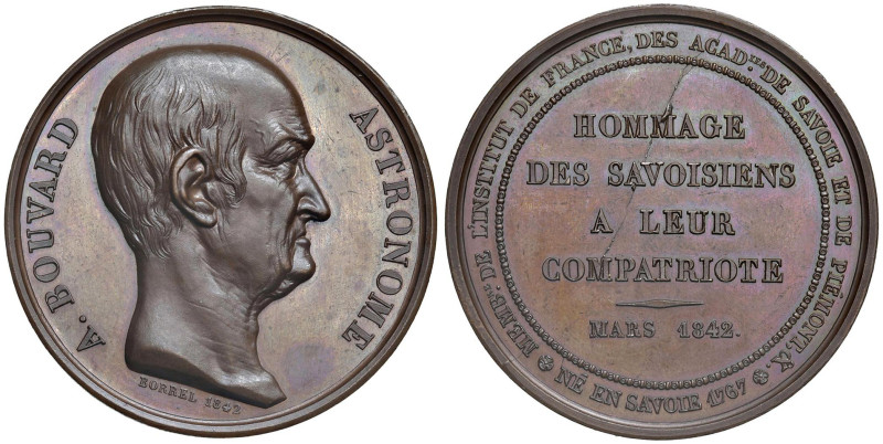 FRANCIA Bouvard Astronomia Medaglia 1842 Opus: Borrel AE (g 38 - Ø 42 mm) al bor...