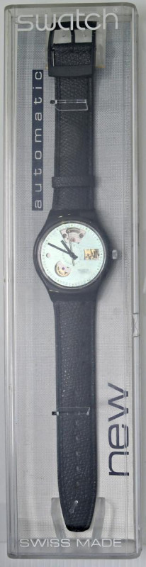 SWATCH CARICA AUTOMATICA. SAB100 1991 BLACK MOTION. Variante quadrante azzurro. ...