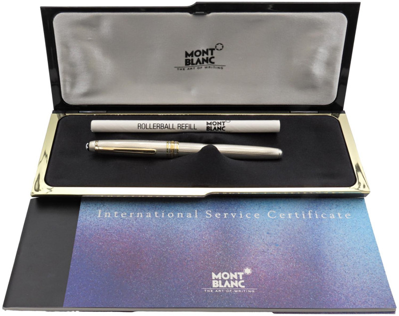 MONTBLANC-Penna Roller- Linea Meisterstück. Corpo e cappuccio in argento 925 con...