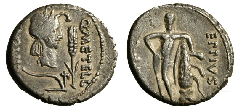 CAECILIA. Q. Caecilius Metellus Pius Scio e Eppius (47-46 a. C.) Denario (g. 3,7...