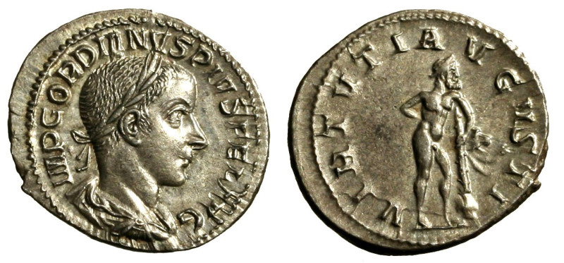 GORDIANO III (238-244) Denario (g. 3,03). Busto laur. a ds. R/ VIRTVTI AVGVSTI E...