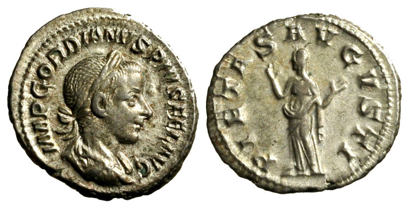 GORDIANO III (238-244) Denario (g. 3,57). Busto laur. a ds. R/ PIETAS AVGVSTI st...