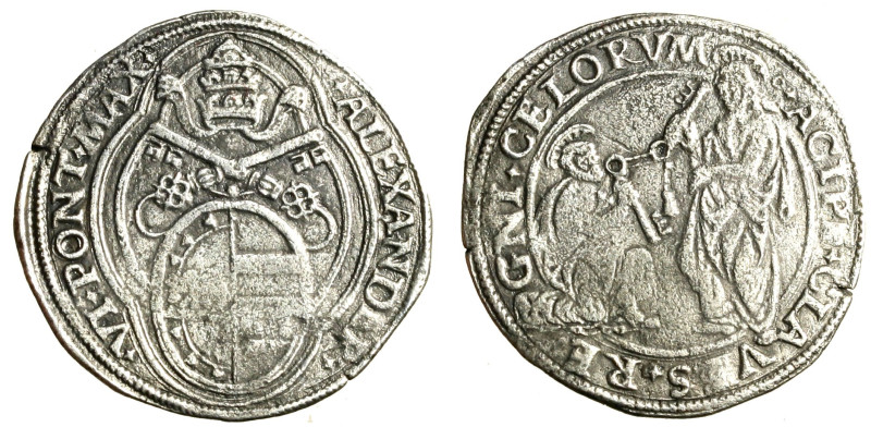 ROMA. Alessandro VI (1492-1503) Doppio grosso. (g. 6,10) Stemma R/ S. Pietro, in...