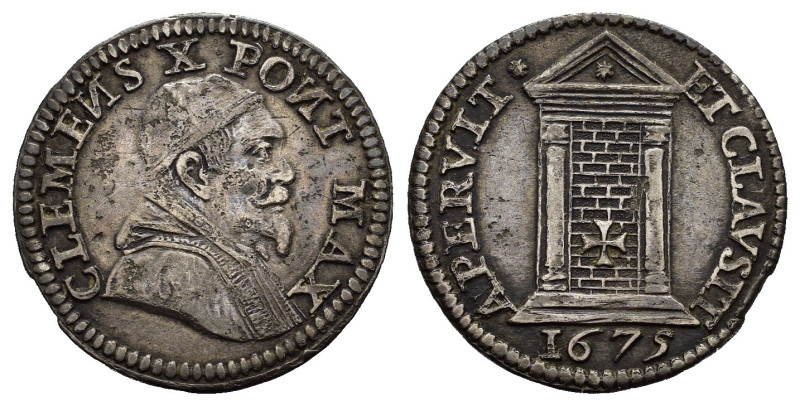 Roma. Stato Pontificio. Clemente XI (1670-1676). Grosso del Giubileo 1675 con Po...