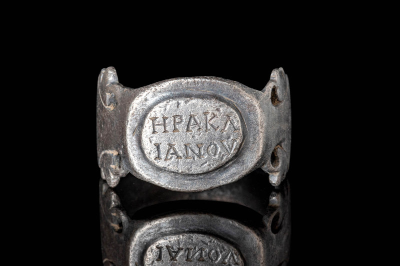 BYZANTINE SILVER RING WITH HERAKLION INSCRIPTION

 Ca. AD 400 - 600 A Byzantin...