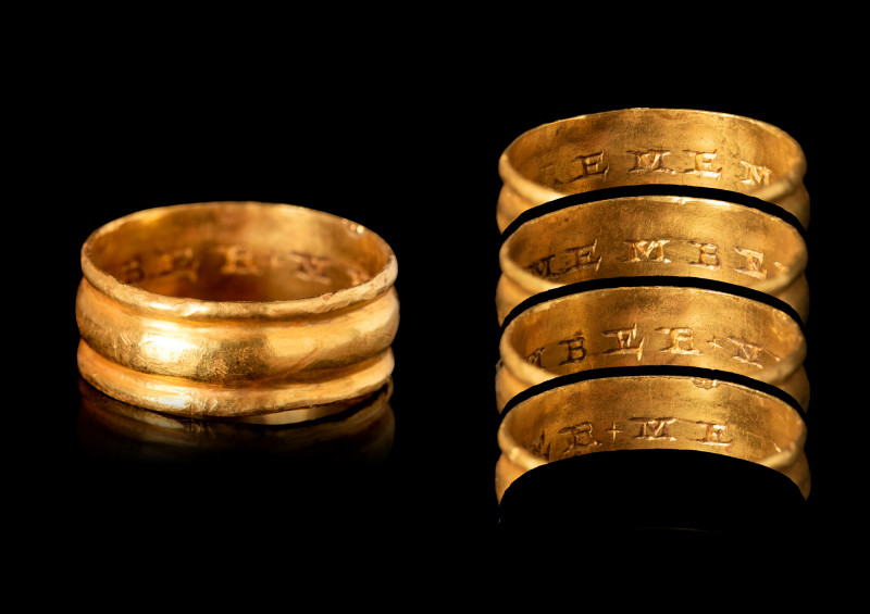 POST-MEDIEVAL BRITISH GOLD POSY RING

Ca. AD 1600 - 1700. An early post-mediev...