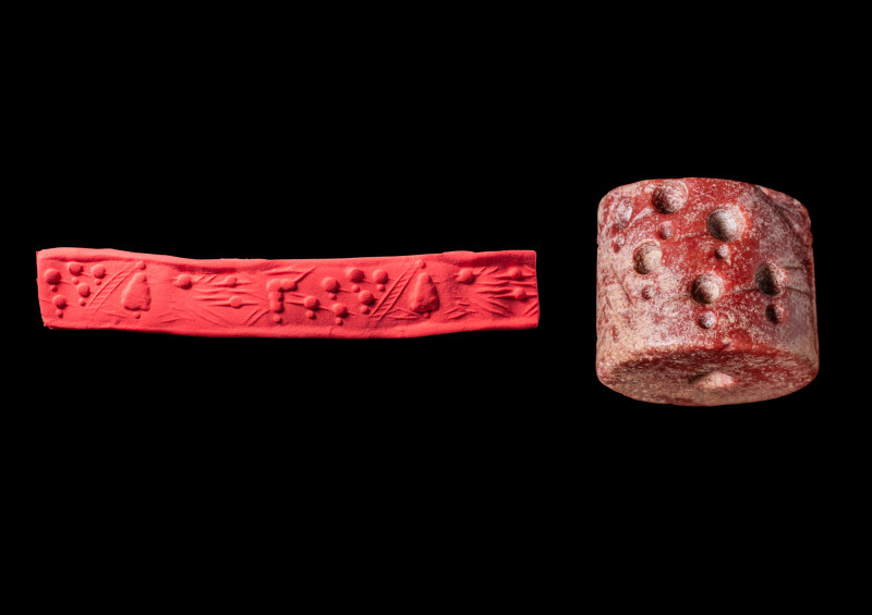 JEMDET NASR RED MARBLE CYLINDER SEAL - ORIGINAL LAMBERT REPORT

 Ca. 300 BC A ...