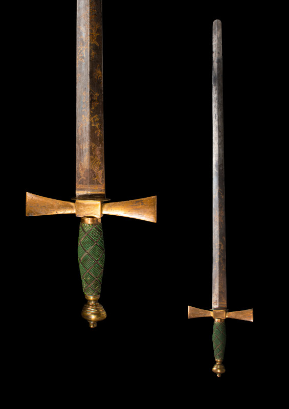 CEREMONIAL SWORD WITH GILT GUARD

 Ca. AD 1800 A ceremonial sword with a gilt ...