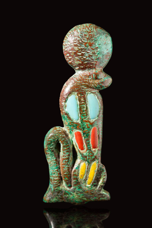 EGYPTIAN BRONZE INLAID APPLIQUE OF URAEUS - MUSEUM EXHIBITED

 Ca. 1069 - 332 ...