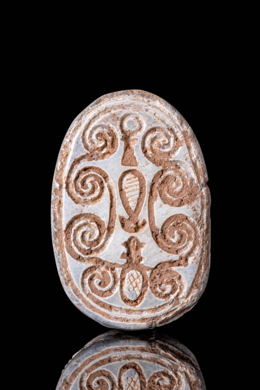 EGYPTIAN STEATITE HEART SCARAB WITH PHOTOMORPHIC MOTIF

 Middle kingdom, 2055 ...