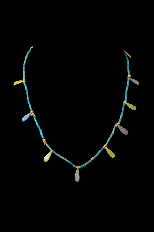 EGYPTIAN FAIENCE NECKLACE WITH TEARDROP PENDANTS

 Late Period, Ca. 664 - 332 ...