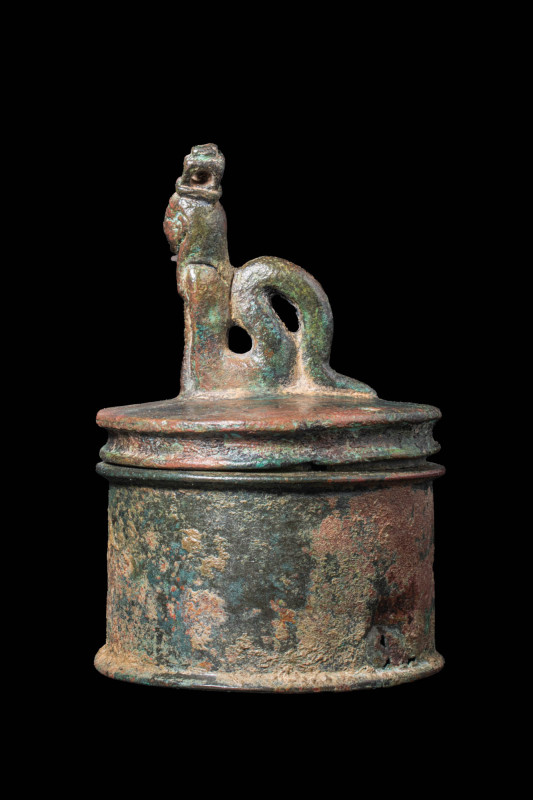 ROMAN-EGYPTIAN BRONZE PYXIS WITH COBRA WITH PHARAOH HEAD

 Ca. 30 BC - AD 200 ...