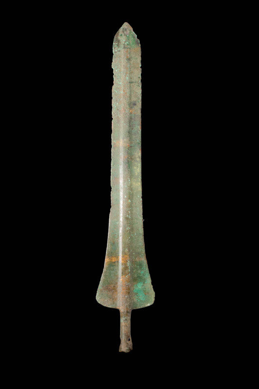 GREEK HOPLITE BRONZE DAGGER

 Ca. 1200 - 800 BC A Greek Hoplite moulded bronze...