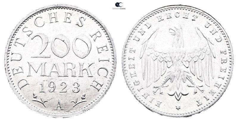 Germany. AD 1923. 
200 Mark 1923 A

23 mm, 1 g



Uncirculated