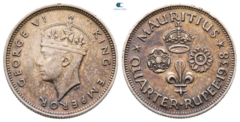 Mauritius. AD 1938. 
1/4 Rupee AR

19 mm, 2,90 g



Very Fine