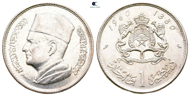 Morocco. AD 1960. 
1 Dirham AR

24 mm, 6,00 g



Extremely Fine