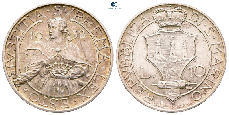 San Marino. AD 1932. 
10 Lire AR 

27 mm, 10,04 g



Extremely Fine