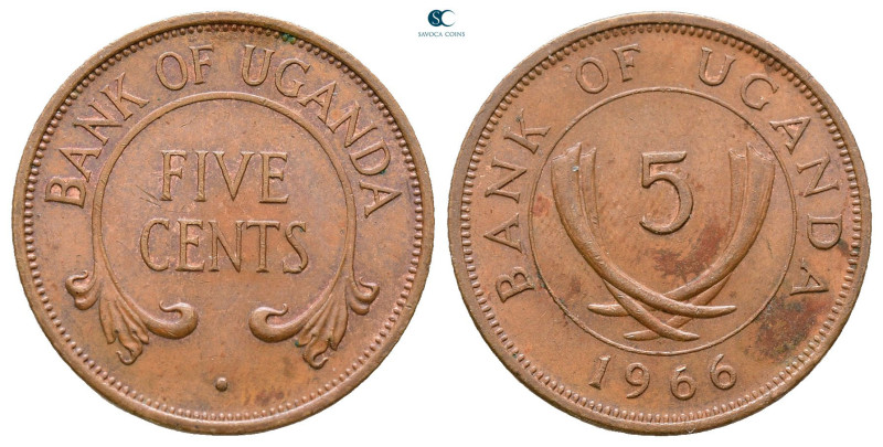 Uganda. AD 1966. 
5 Cents CU 

20 mm, 3,24 g



Extremely Fine