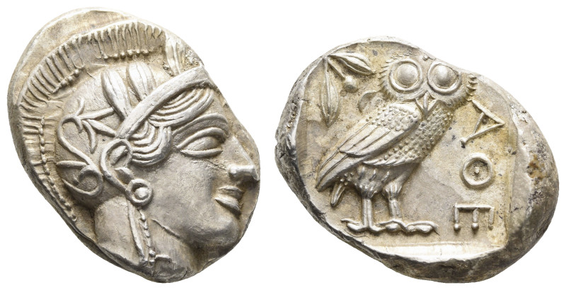 ATTIKA, Athen, Tetradrachme (17,23 g), ca. 421-415 v. Chr., Av: Athenekopf mit a...