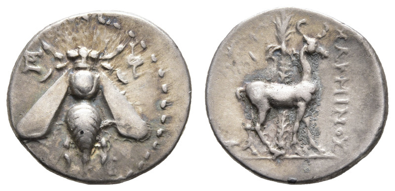 IONIEN, Ephesos, Drachme (4,09 g), 202-133 v. Chr. Av: Biene. Rev: Stehender Hir...