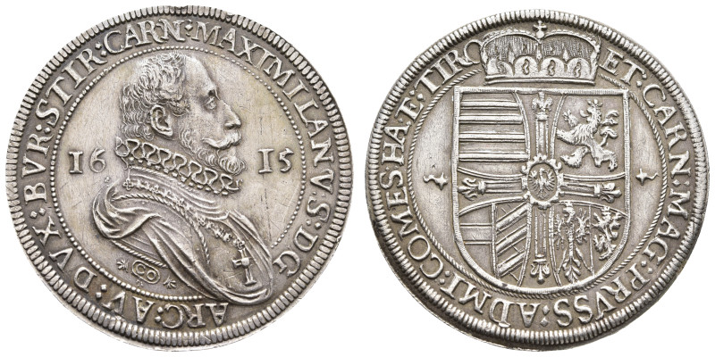 Taler, 1615, Maximilian III., Hall, Voglhuber 122/VIII. Var., Felder bearbeitet,...