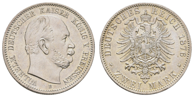 2 Mark, 1876, A, Wilhelm I., kl. Kr., vz+. J. 96.