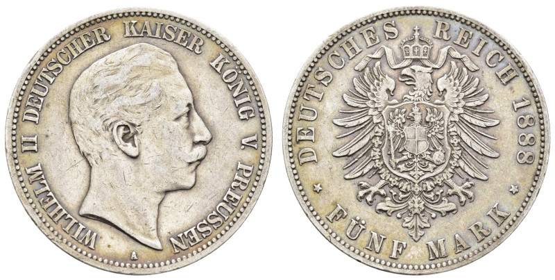 5 Mark, 1888, Wilhelm II., Rf., ss. J. 101