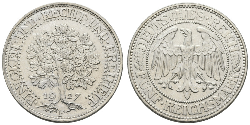 5 Reichsmark, 1927, F, Eichbaum, st. J. 331