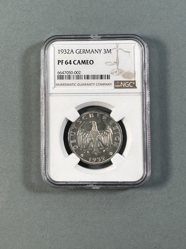 3 Reichsmark, 1932, A, NGC PF 64 CAMEO. J. 349