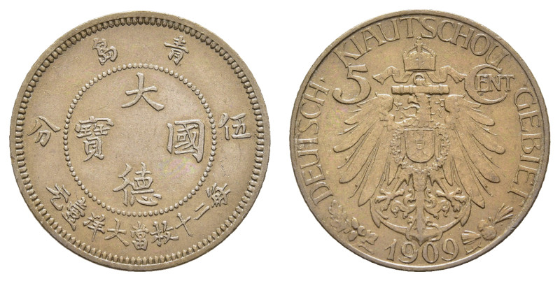 Kiautschou, 5 Cent, 1909, kl. Rf., vz, J. N729.