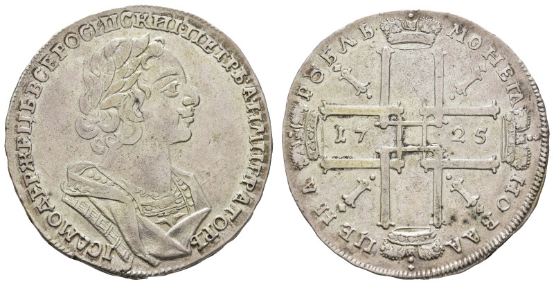 Rubel, 1725, Peter I., Moskau, Dav. 1662, ss.