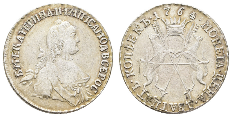 20 Kopeken, 1764, Nachprägung, Katharina II., St. Petersburg, für Sibirien, schr...