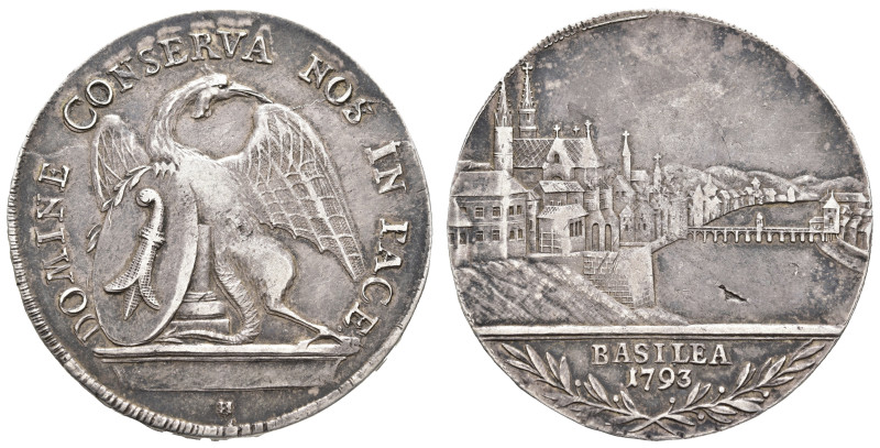 Taler, 1793, Basel, Dav. 1756, Av. Stempelriss, Rev. Schrötlingsfehler, Kr., Pat...