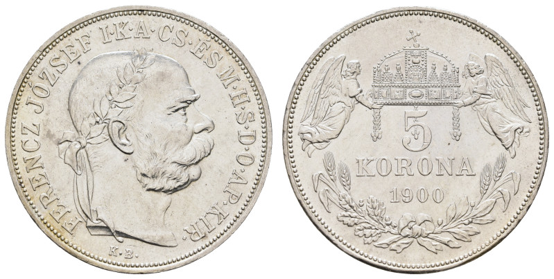 5 Kronen, 1900, Franz Joseph I., Kremnitz, J. 407, kl. Rf. und Kr., vz.