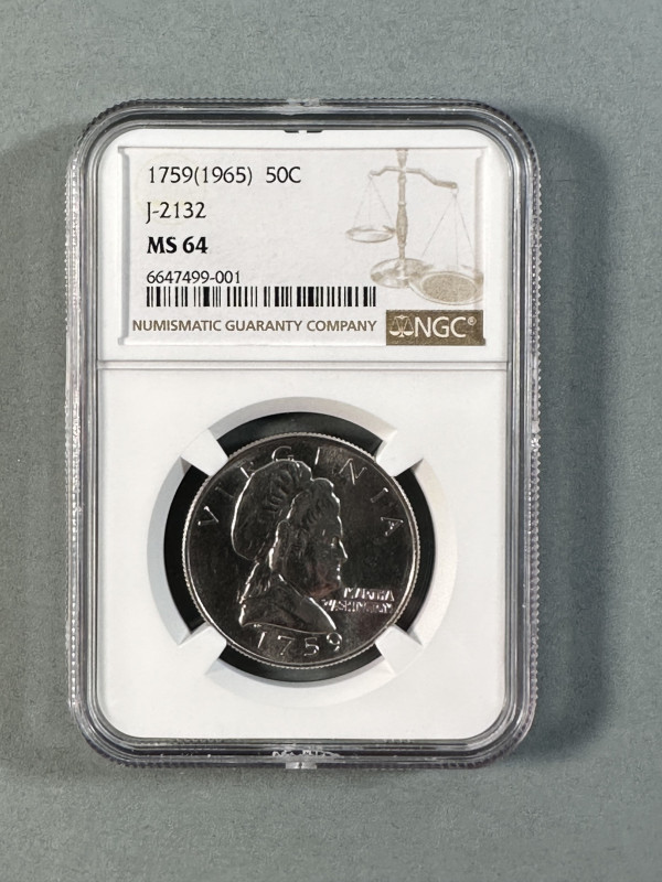 1/2 Dollar (50 Cents), Probe, 1759 (1965), Martha Washington, Judd 2132, NGC MS ...